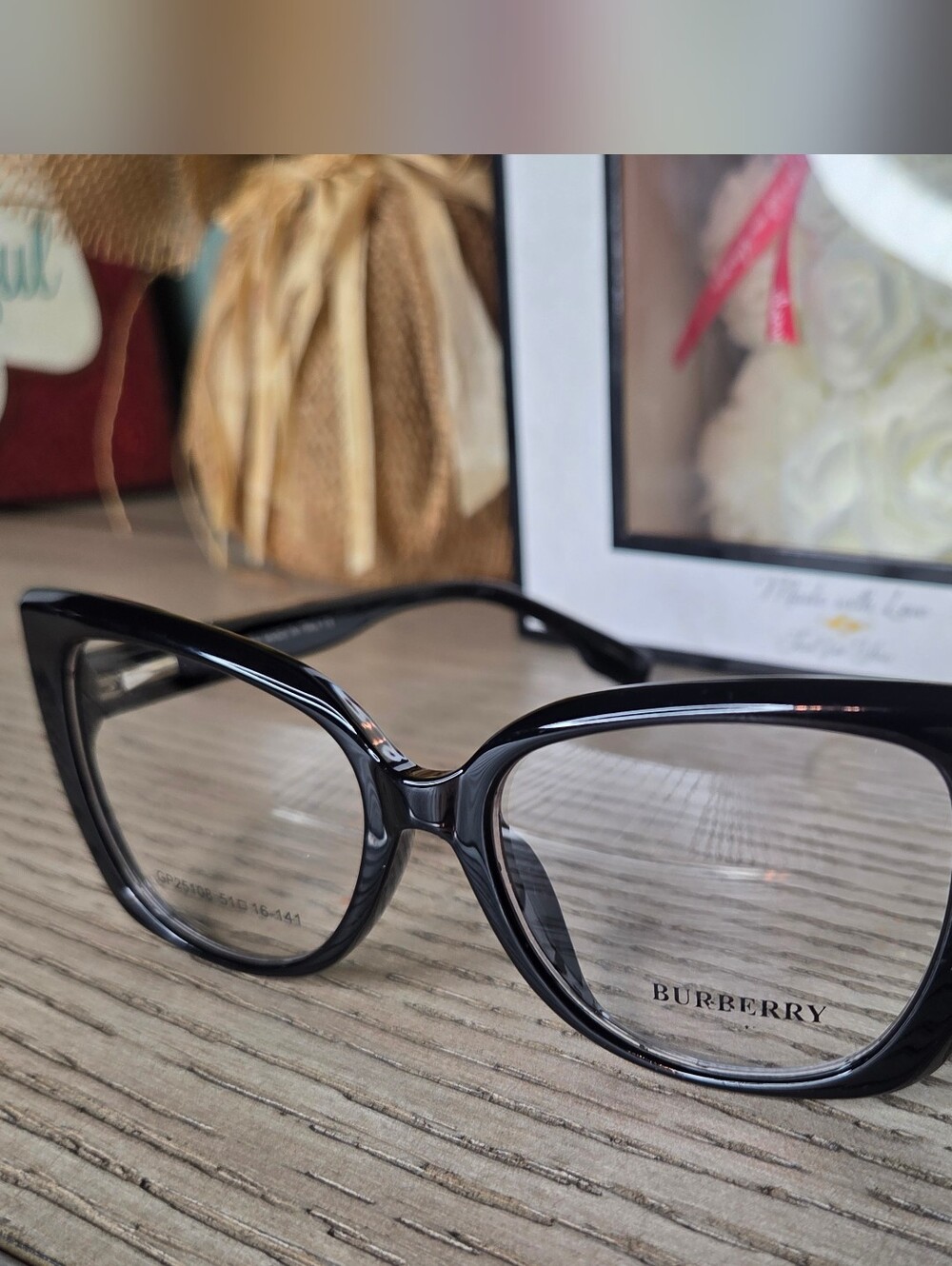 Burberry Black Gloss Cat-Eye Eyeglasses